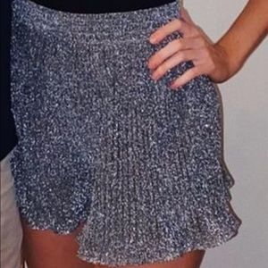 Hemline Silver sparkly shorts